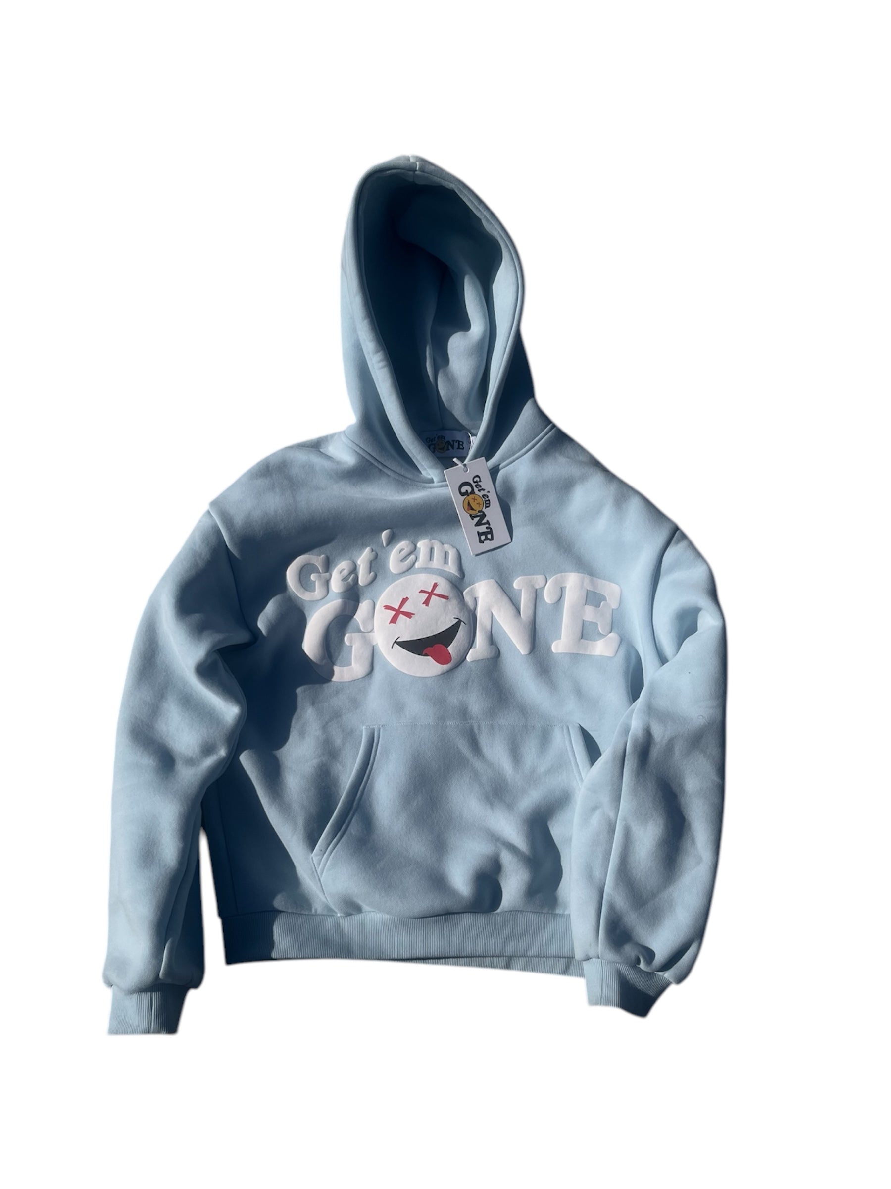 Baby Blue “White Logo” Hoodie – Get Em Gone