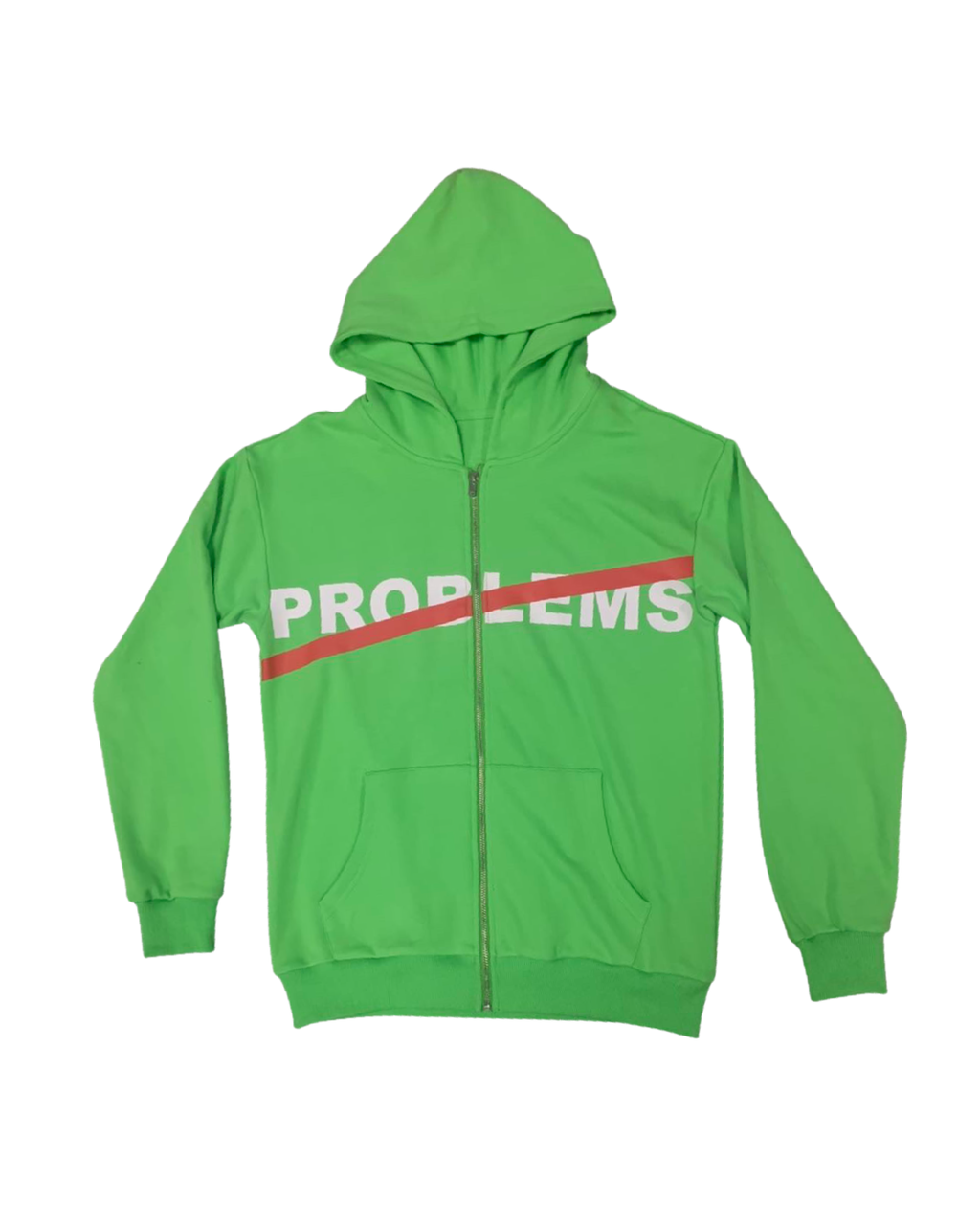 Slime Green “Problems Do Not Exist” Zip Up Jacket (BEGINNING OF FALL SALE!)