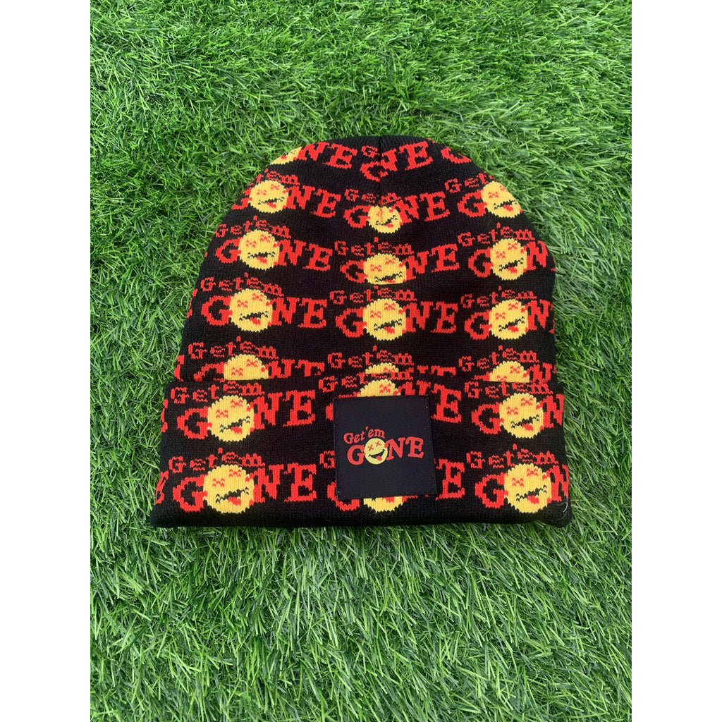 Black/Red “All Over” Logo Beanie