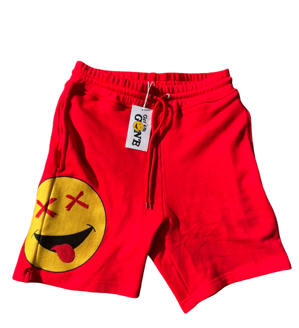 Fire Red “Classic Smiley” French Terry Shorts